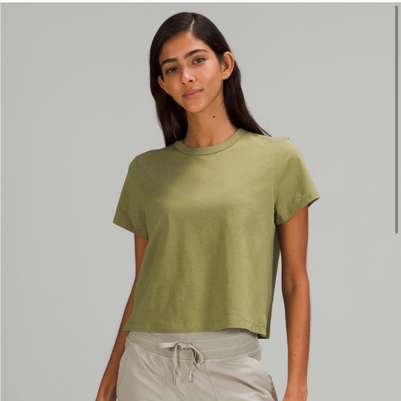 lululemon athletica Tops - Lululemon Classic-Fit Cotton-Blend T-Shirt Bronze Green size 8